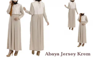 Busana Muslim Abaya Jersey Krem