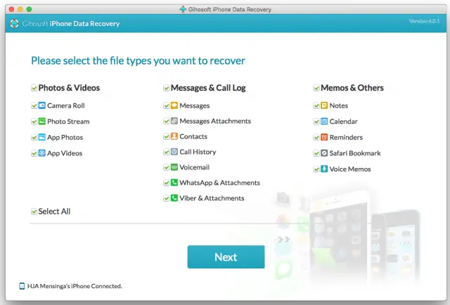 Gihosoft iPhone Data Recovery - File Type